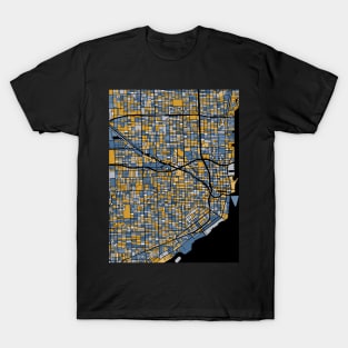 Miami Map Pattern in Blue & Gold T-Shirt